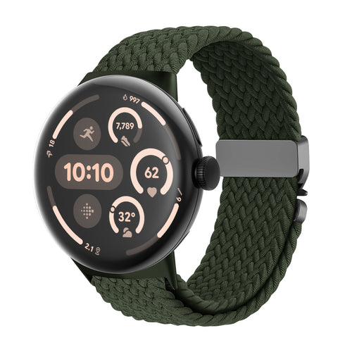 Google Pixel Watch 3 - 45mm Geflochtenes Armband mit P-Schnalle (Grün)