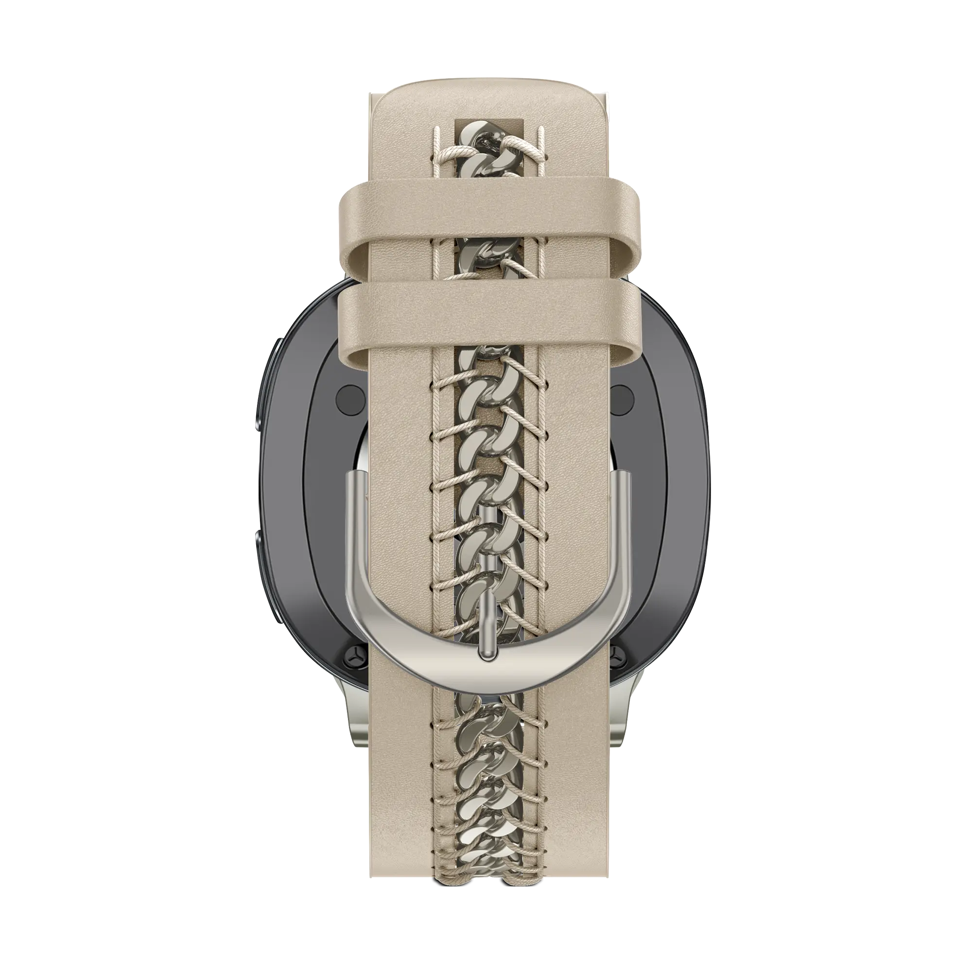 Bandz Samsung Galaxy Watch 8 - 44mm Lederarmband 'Chains' (Beige)