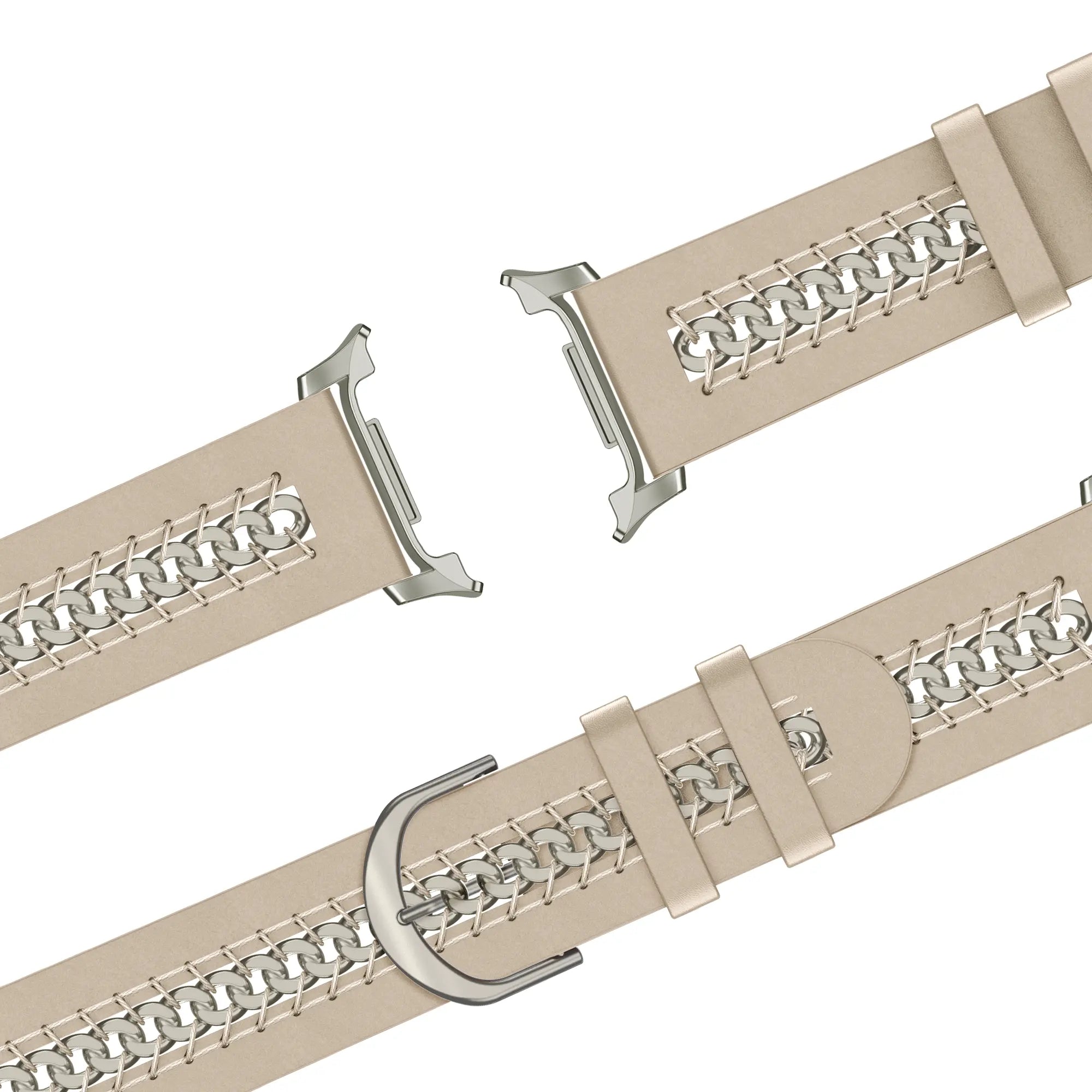 Bandz Samsung Galaxy Watch 8 - 40mm Leather Strap 'Chains' (Beige)