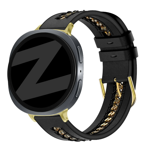 galaxy watch 8 leather band chains black