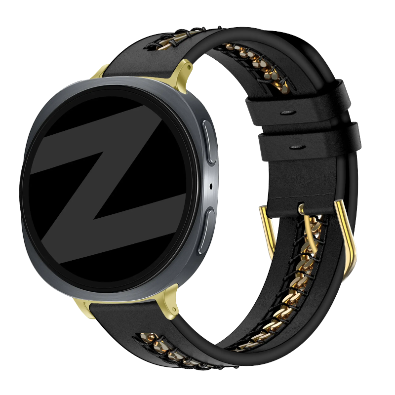 galaxy watch 8 leather band chains black
