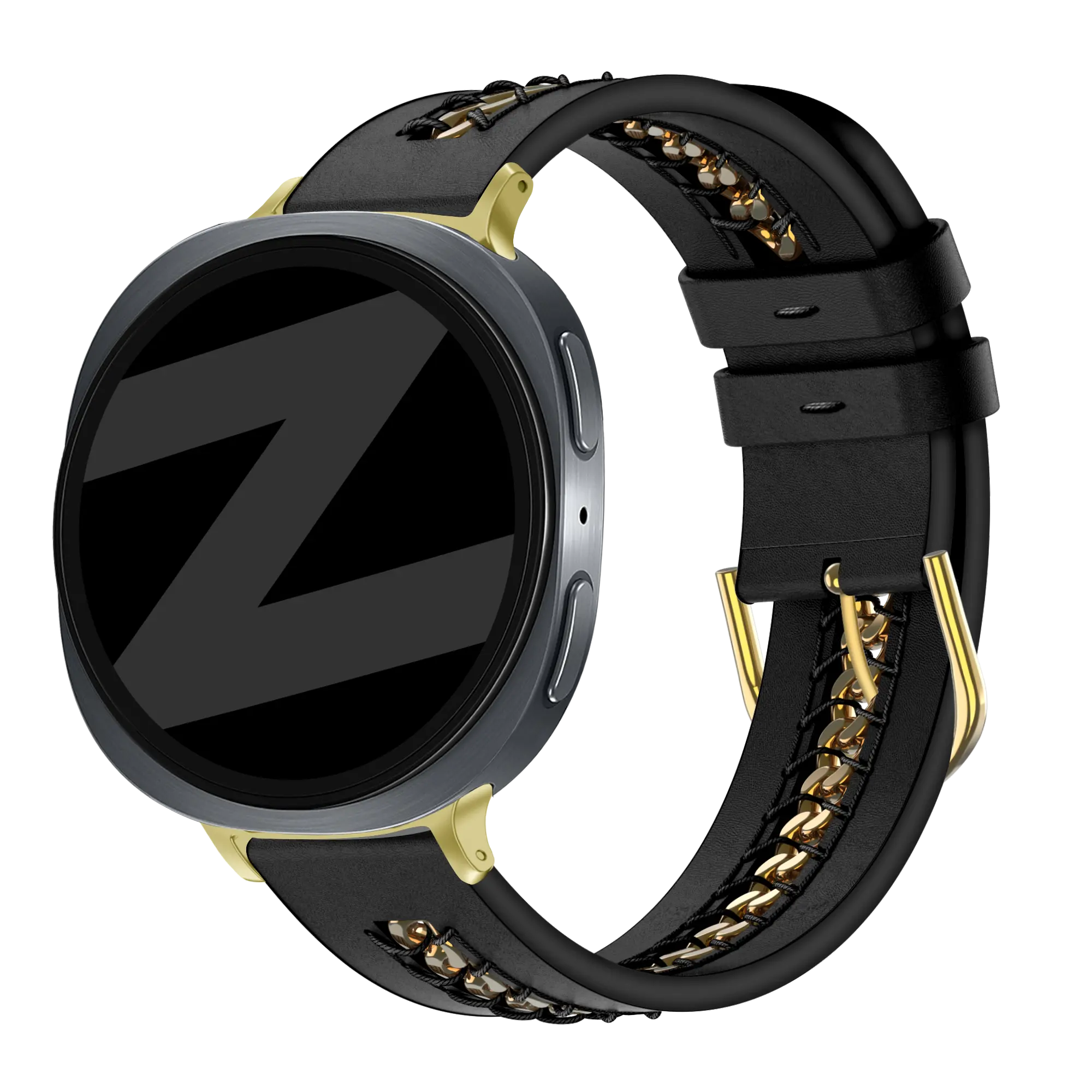 Bandz Samsung Galaxy Watch 8 Classic Leather Strap 'Chains' (Black)