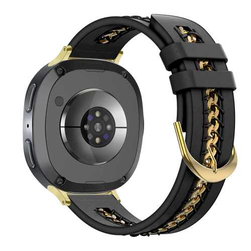 Bandz Samsung Galaxy Watch 8 - 44mm Lederarmband 'Chains' (Schwarz)