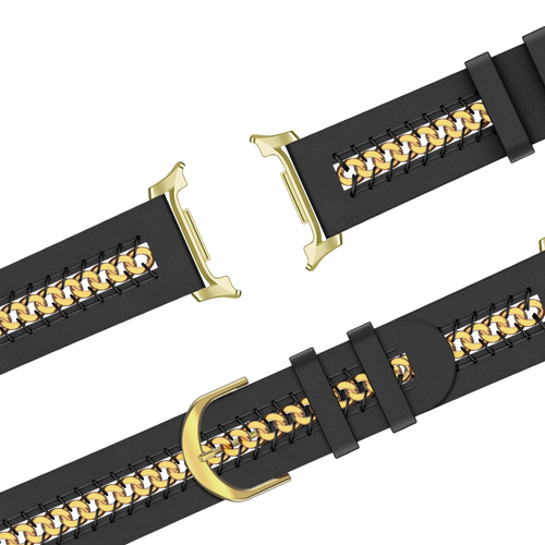 Bandz Samsung Galaxy Watch 8 - 40mm Lederarmband 'Chains' (Schwarz)