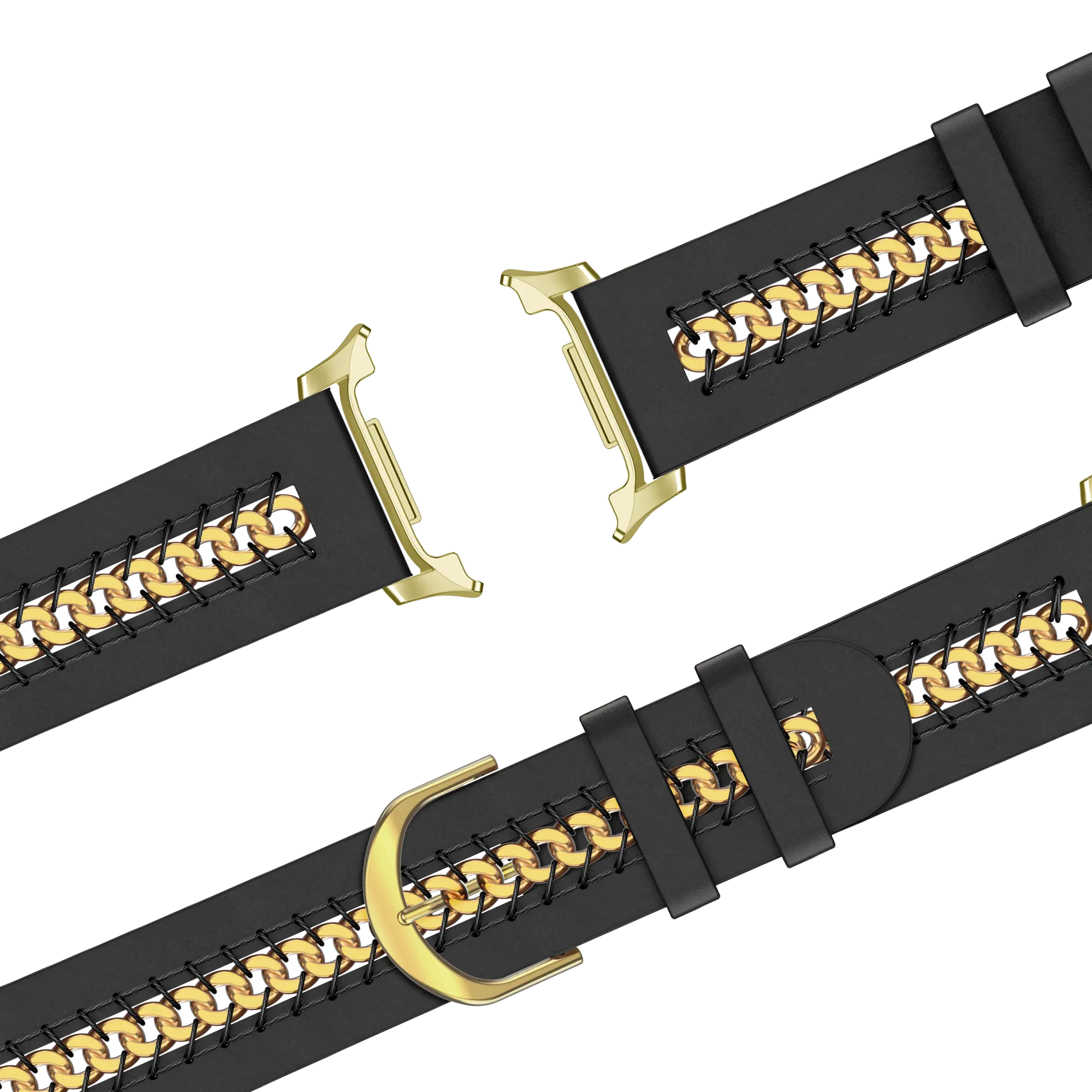 Bandz Samsung Galaxy Watch 8 - 40mm Lederarmband 'Chains' (Schwarz)