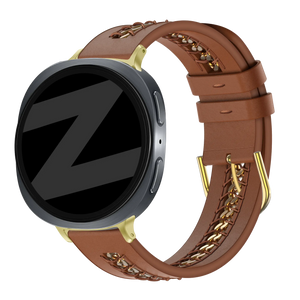 Bandz Samsung Galaxy Watch 8 - 44mm Lederarmband 'Chains' (Braun)