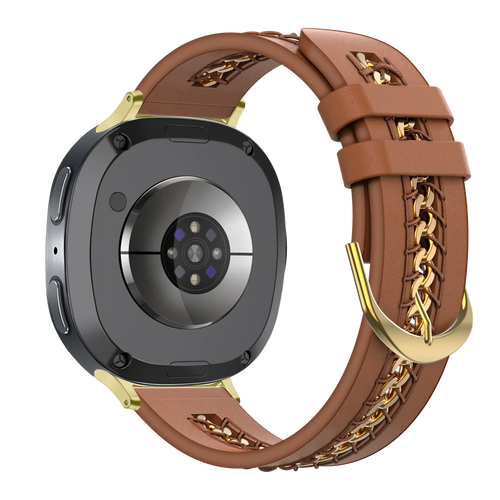 Bandz Samsung Galaxy Watch 8 - 40mm Lederarmband 'Chains' (Braun)