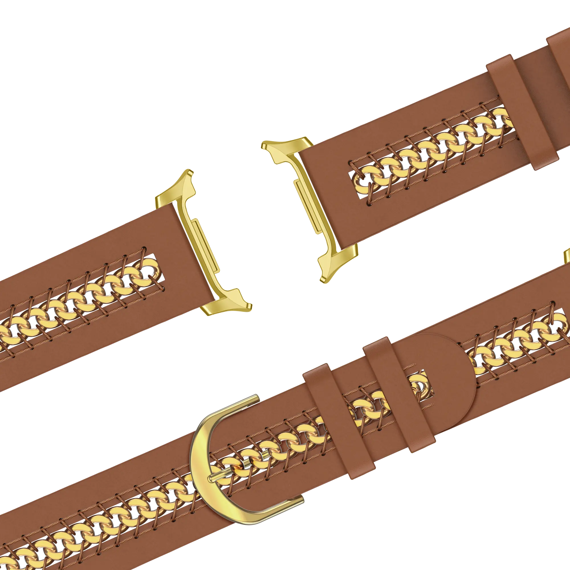 Bandz Samsung Galaxy Watch 8 - 40mm Lederarmband 'Chains' (Braun)