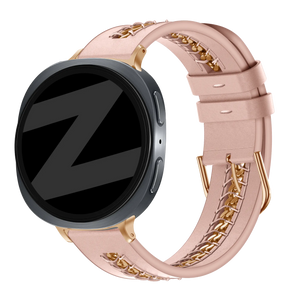 Bandz Samsung Galaxy Watch 8 Classic Leather Strap 'Chains' (Pink)