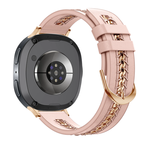 Bandz Samsung Galaxy Watch 8 Classic Leather Strap 'Chains' (Pink)