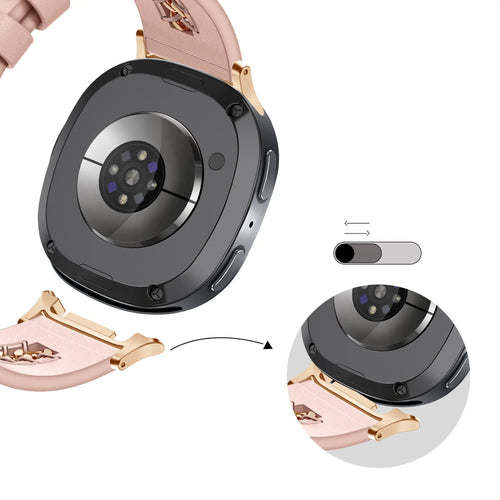 Bandz Samsung Galaxy Watch 8 Classic Leather Strap 'Chains' (Pink)