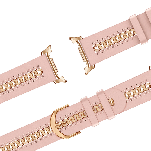 Bandz Samsung Galaxy Watch 8 Classic Leather Strap 'Chains' (Pink)