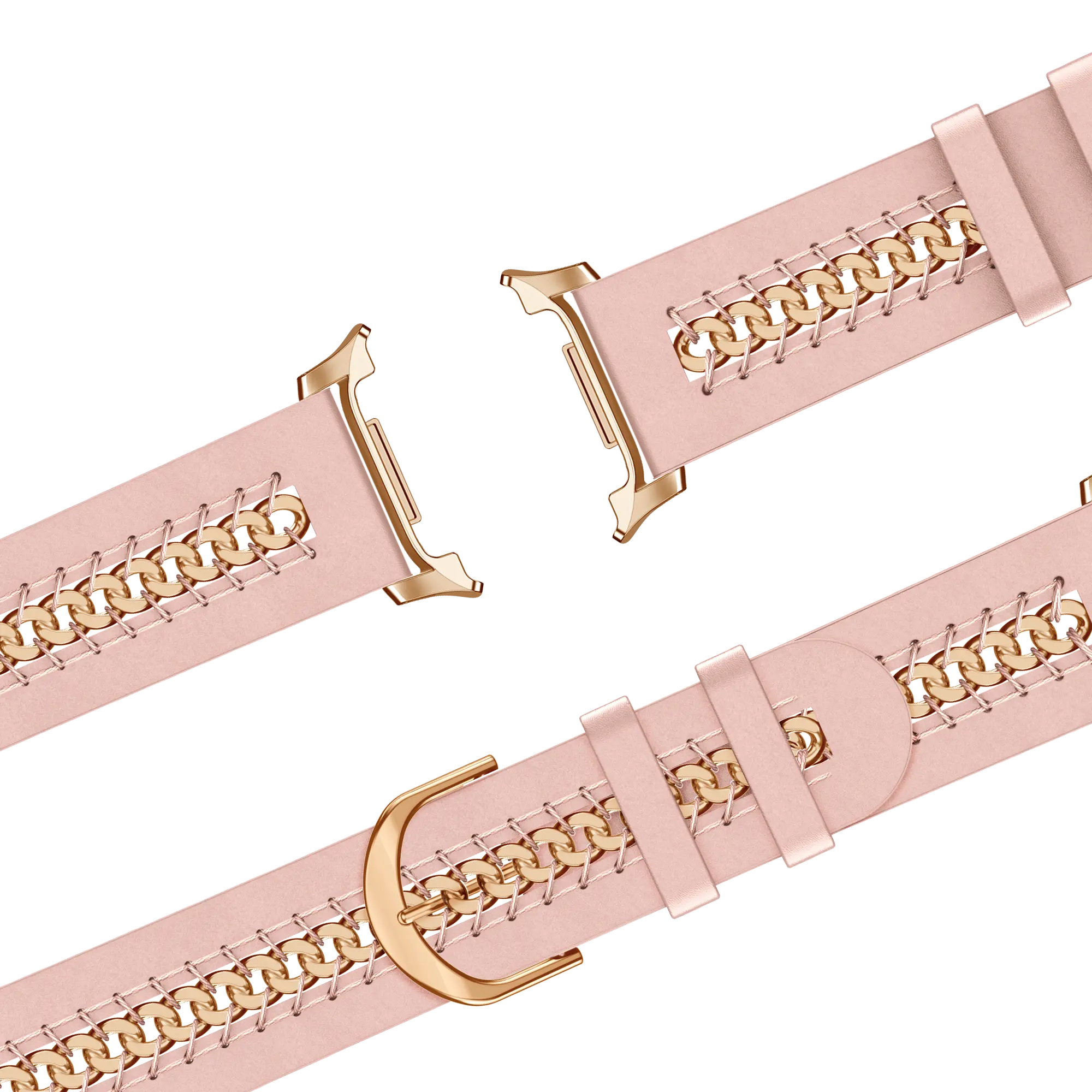 Bandz Samsung Galaxy Watch 8 Classic Leather Strap 'Chains' (Pink)