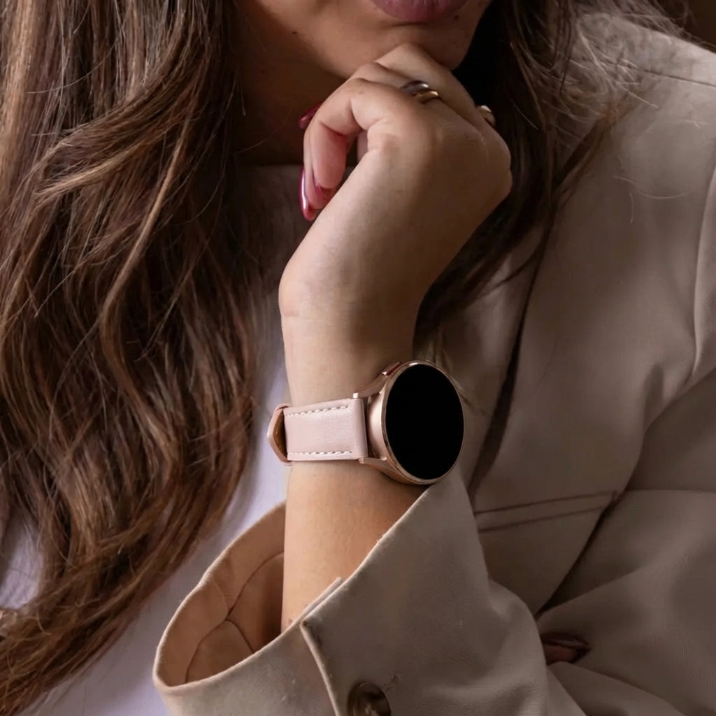 Samsung Galaxy Watch 7 - 40mm 'One Push' Lederarmband (Hellrosa)