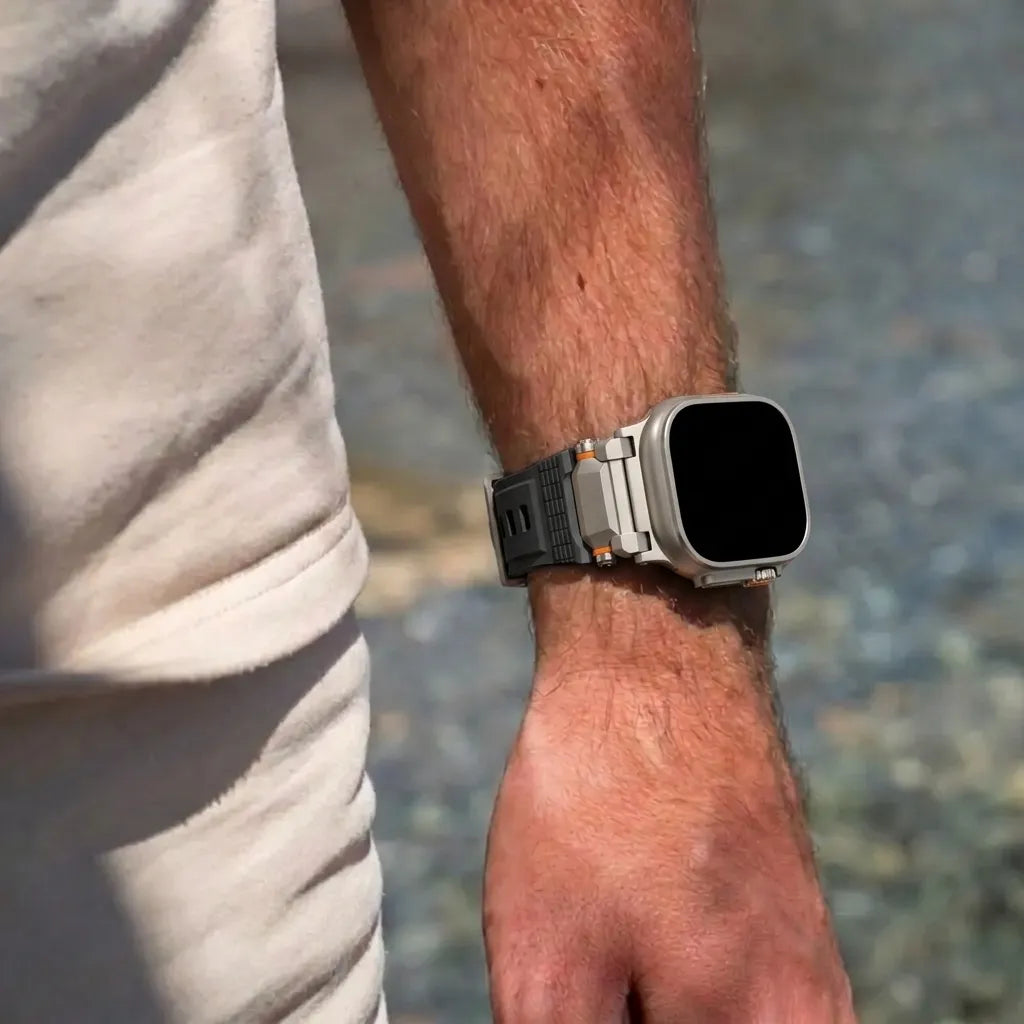 Apple Watch 'Adventurer' Silicone Strap (Black with Titanium)