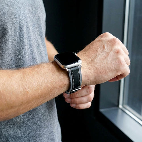 Apple Watch Slim Hybrid Lederarmband (Grau/Schwarz)