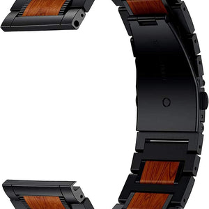 Garmin Vivoactive 4 Holz-Stahlarmband (Schwarz)