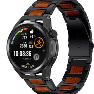 huawei-watch-gt-runner-stalen-houten-band-zwart