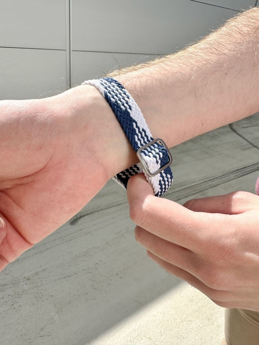Samsung Gear Sport Verstellbares Geflochtenes Armband (Blau/Weiß)