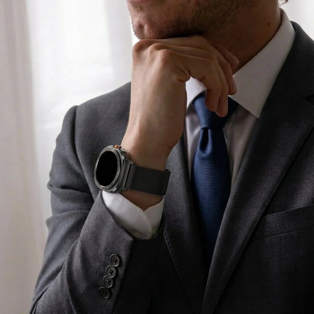 Bandz Samsung Galaxy Watch Ultra Milanese Loop Armband (Schwarz)