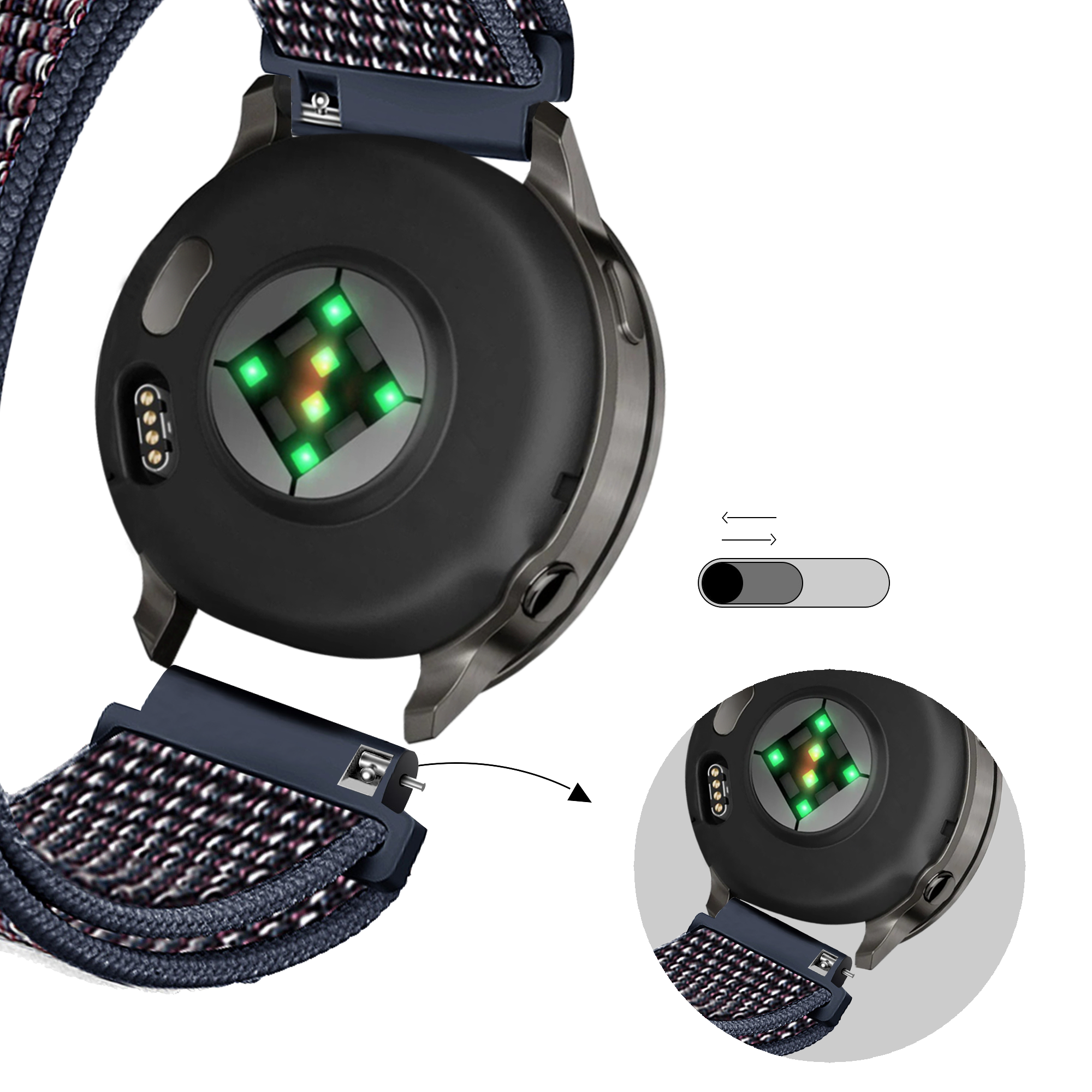 Bandz Garmin D2 Air X15 Nylon Loop Armband (Indigo Blau)