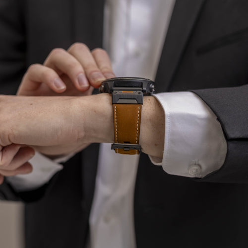 Garmin Descent MK1 Echtes Lederarmband (Braun)