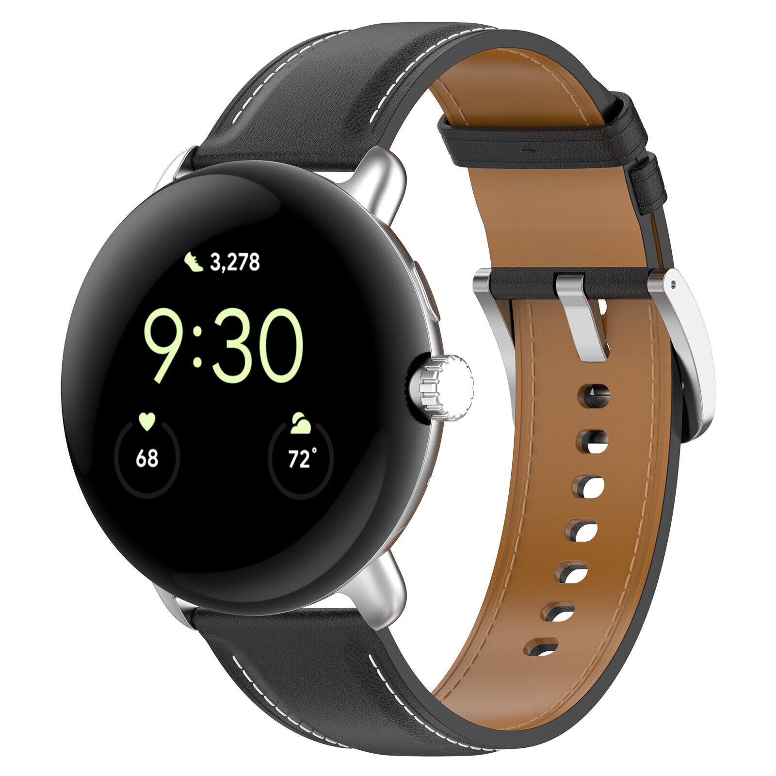 Google Pixel Watch 4 - 41mm Lederarmband (Schwarz)