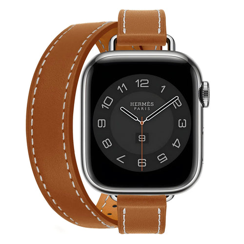Apple Watch Double Tour Lederarmband (Hellbraun)