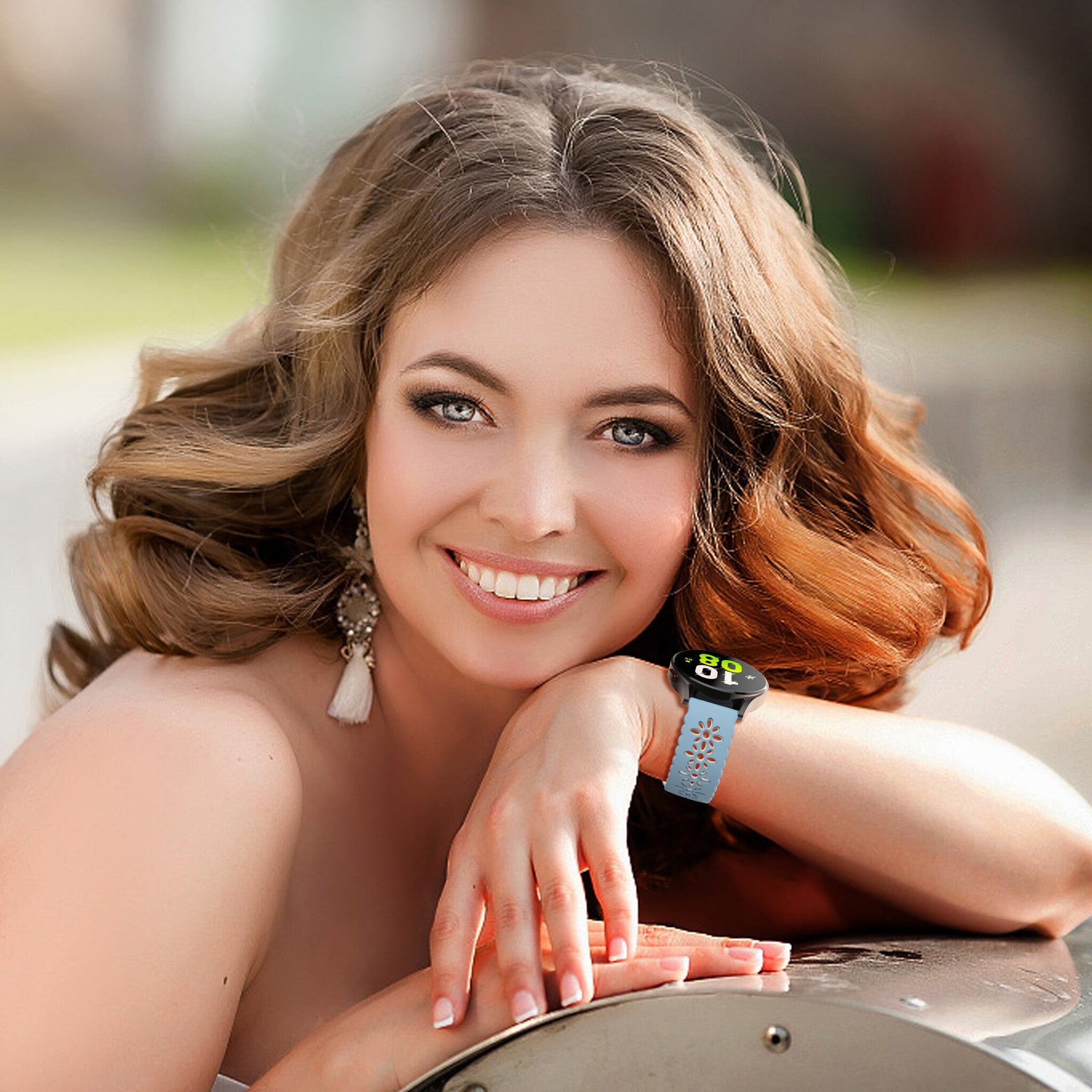 Amazfit Bip 3 (Pro) Gemustertes Silikonarmband (Hell Blau/Weiß)