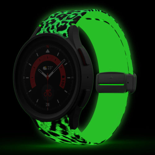 Samsung Galaxy Watch 4 Classic 42mm nachtleuchtendes D-Schnalle Armband Leopard