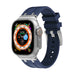 Apple Watch Luxus Liquid Silikonarmband (Blau mit Silber)