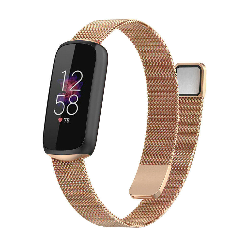 Metall-Armband Für Fitbit Luxe/Luxe SE – Edelstahl, Verstellbar | Lünettendesign, Silber/gold