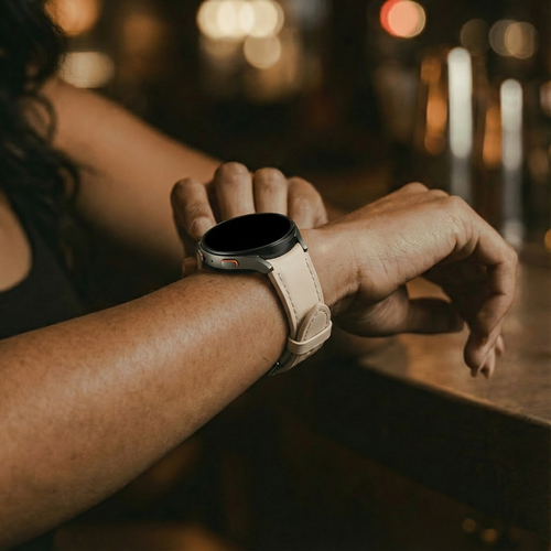 Amazfit Bip 3 (Pro) Slimfit Lederarmband (Milk Tea)