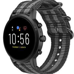 Fossil Gen 4 Explorist (HR) Nylonarmband mit Schnallenverschluss (Schwarz/Grau)