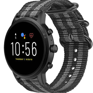 Fossil Gen 4 Explorist (HR) Nylonarmband mit Schnallenverschluss (Schwarz/Grau)