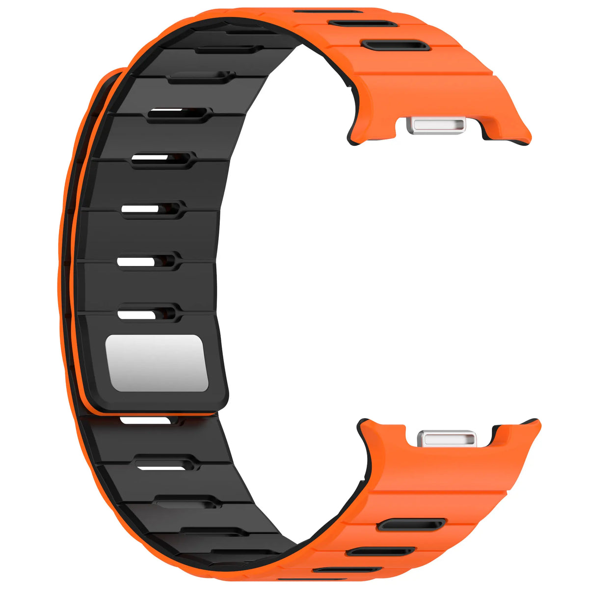 Samsung Galaxy Watch 9 - 40mm Magnetic Silicone Strap (Orange/Black)
