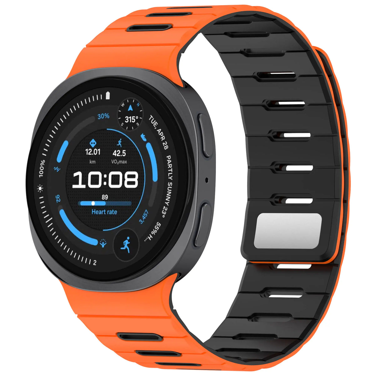 Samsung Galaxy Watch 8 Classic Magnetisches Silikonband (Orange/Schwarz)