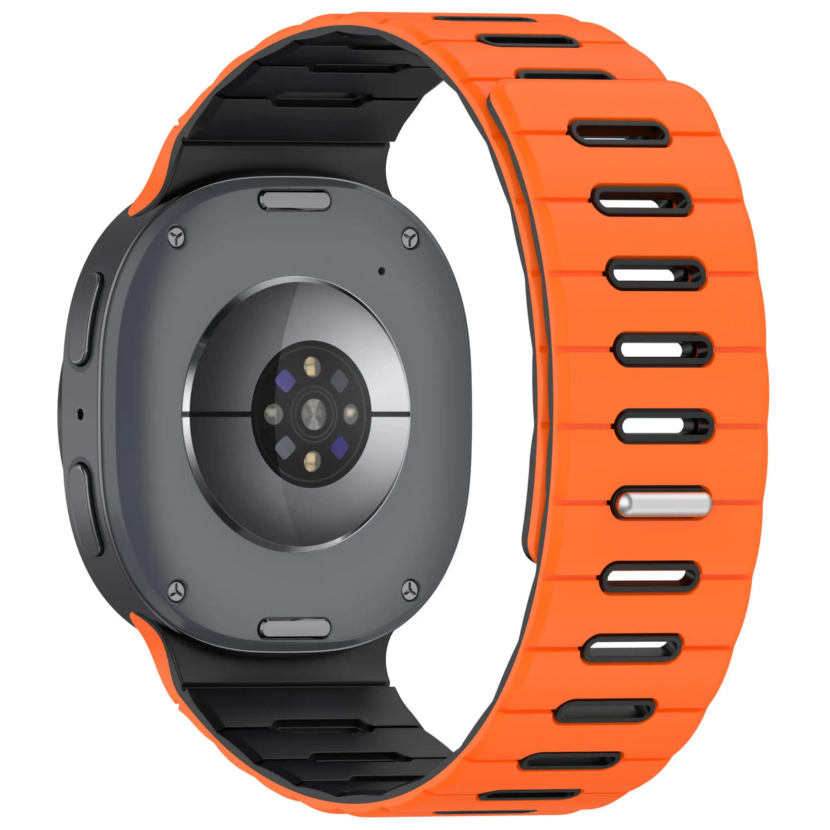 Samsung Galaxy Watch 9 - 44mm Magnetisches Silikonband (Orange/Schwarz)