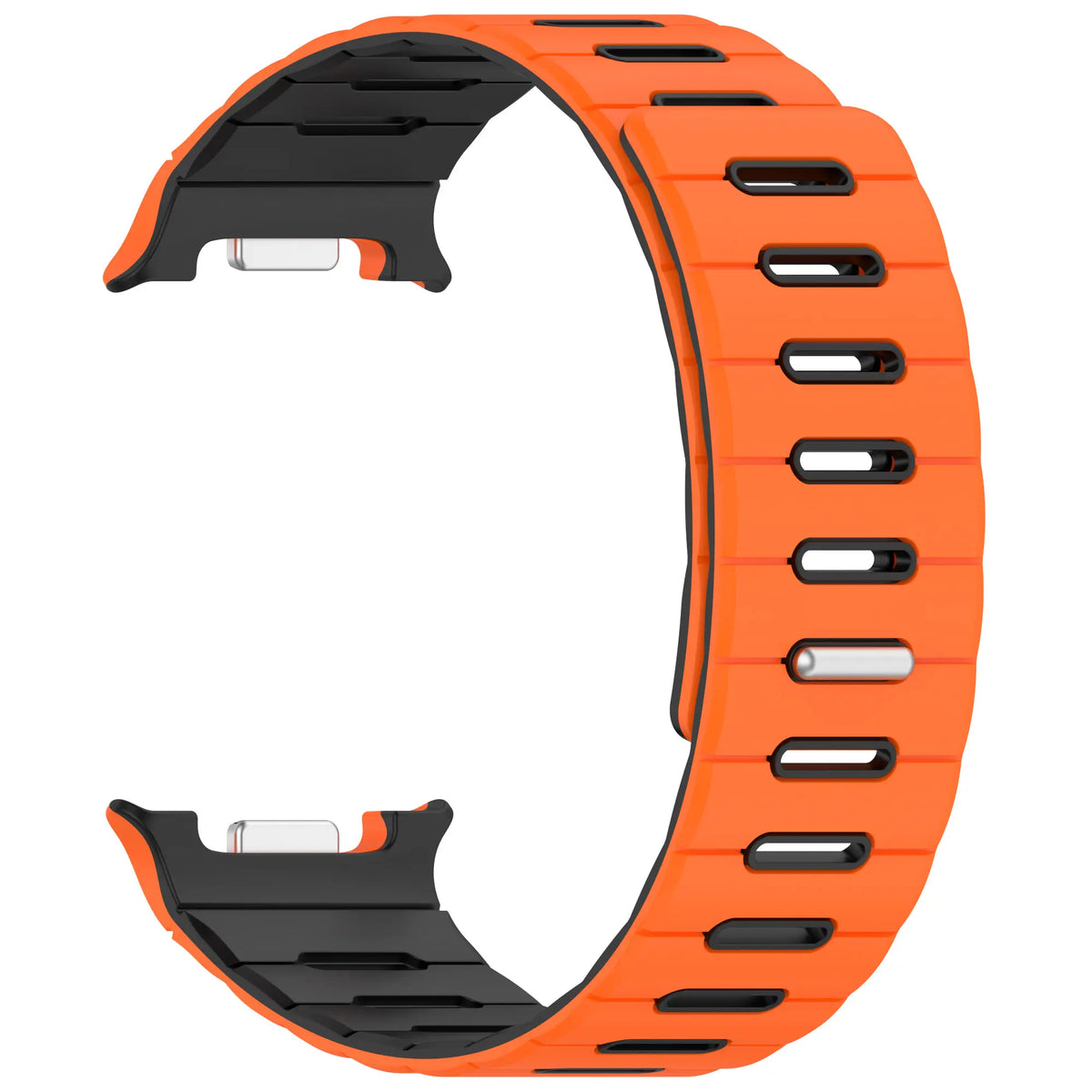 Samsung Galaxy Watch 9 - 40mm Magnetic Silicone Strap (Orange/Black)