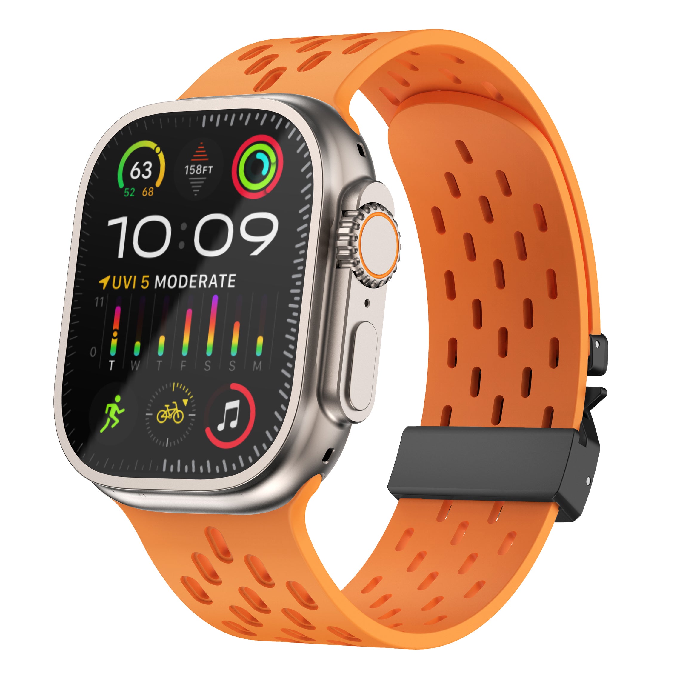 Apple Watch Silikonarmband mit P-Schnalle (Orange)