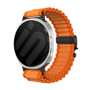 Samsung Galaxy Watch 8 - 40mm Outdoor Nylon Strap with P-Buckle (Orange/Black)