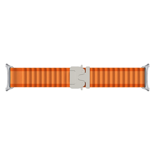 Samsung Galaxy Watch 8 - 44mm Outdoor Nylonarmband mit P-Schnalle (Orange/Silber)