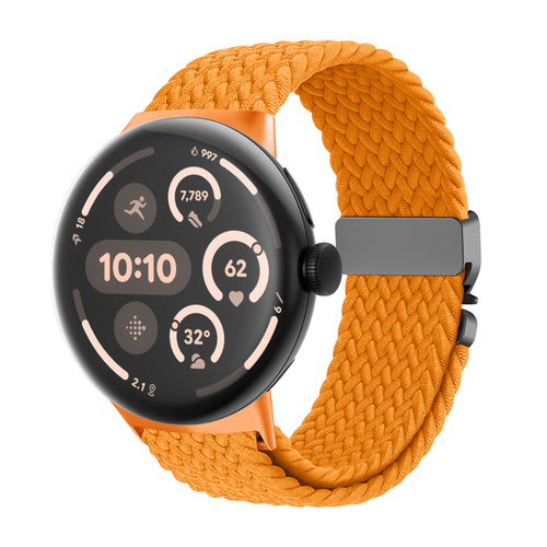 Google Pixel Watch 3 - 45mm Geflochtenes Armband mit P-Schnalle (Orange)
