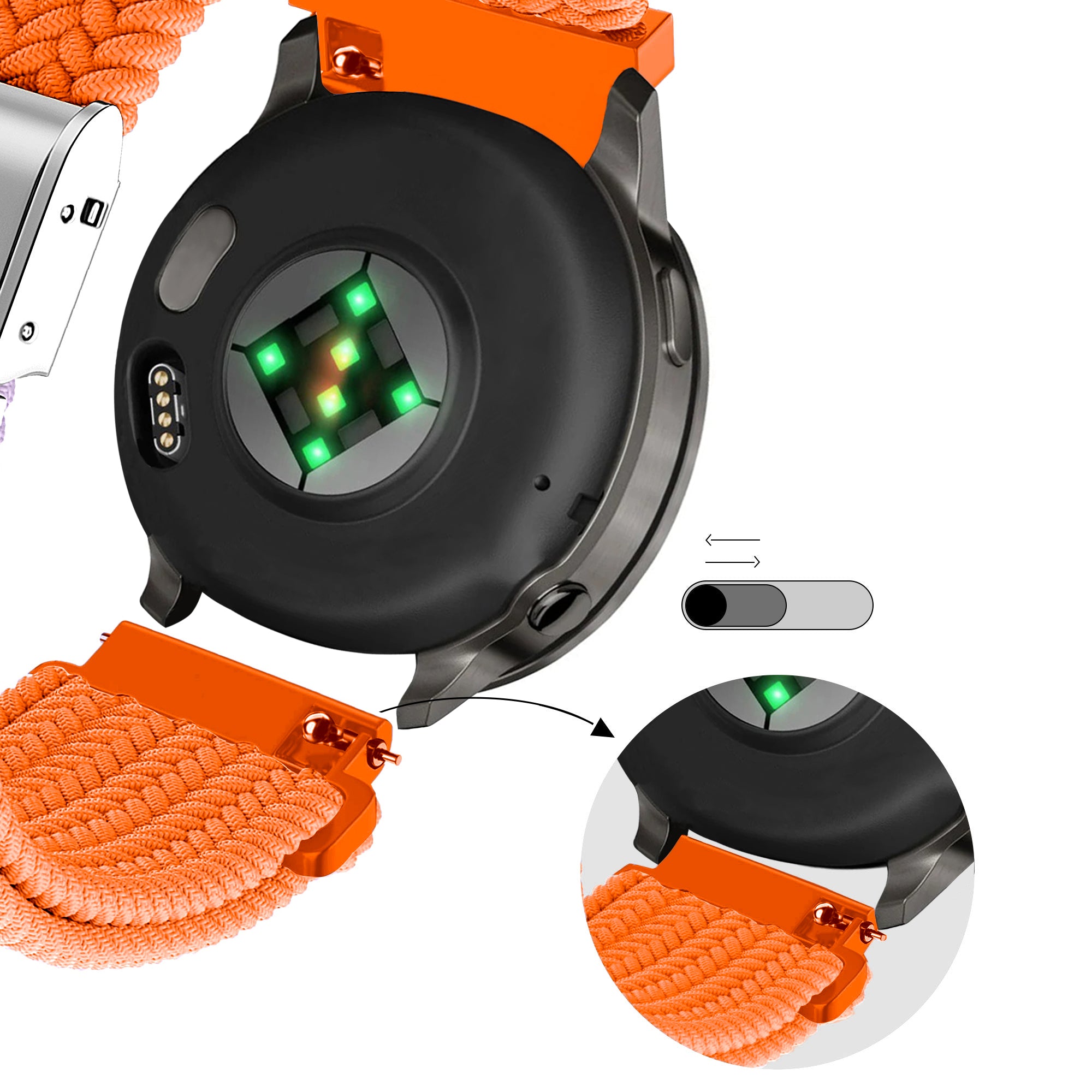 Bandz Garmin Vivoactive 4 Woven Nylon Strap (Orange)