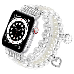 Apple Watch Perlenarmband (Weiß)