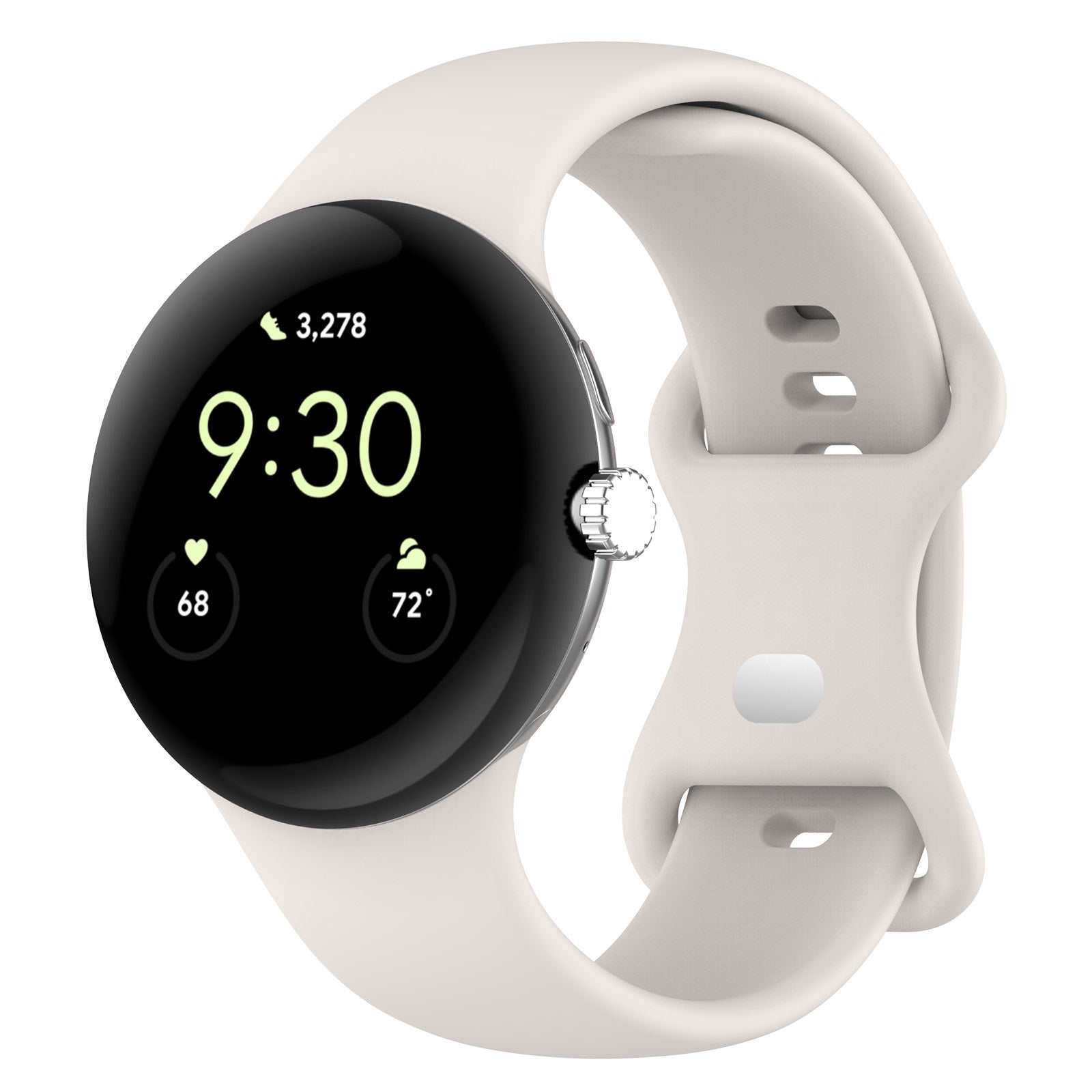 Google Pixel Watch 4 - 41mm Klassisches Silikonarmband (Sand Weiß)