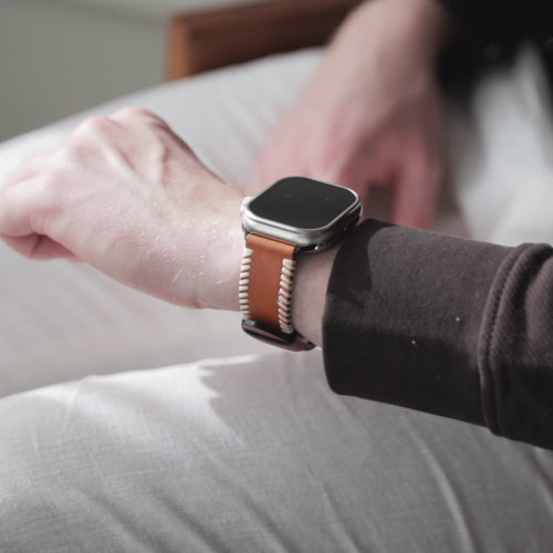 Apple Watch Stitched Lederarmband (Braun)