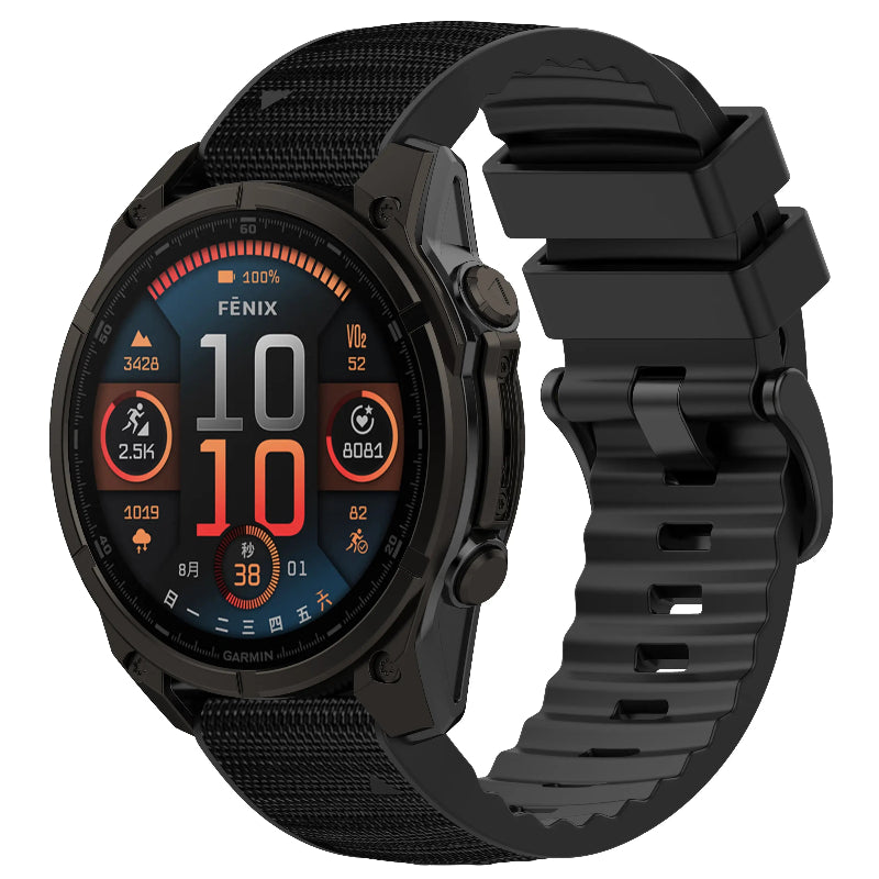 Garmin Quatix 3/6x/7x Hybrid Nylon Armband (Schwarz)