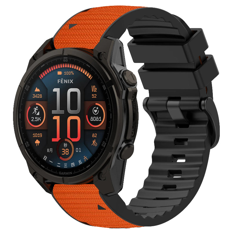 Garmin Quatix 3/6x/7x Hybrid Nylon Armband (Orange)