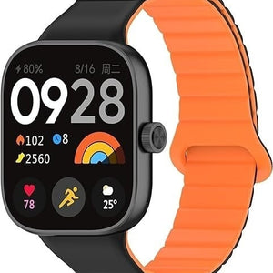 Xiaomi Smart Band 8 Pro Magnetisches Silikonarmband (Schwarz/Orange)